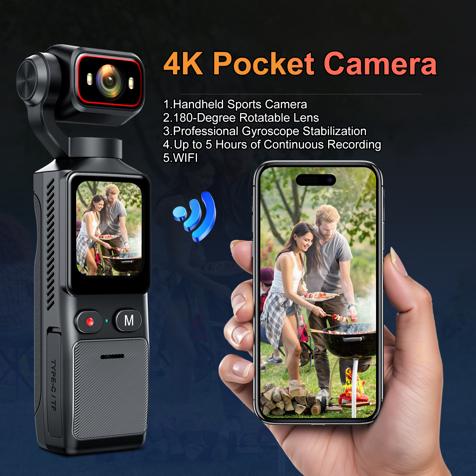 Action Camera 4K - 4K Action Camera WiFi 1.69 Inch