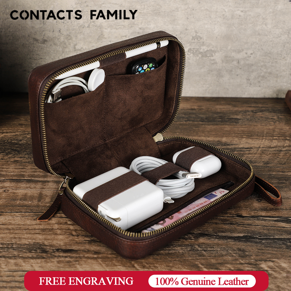 Genuine Leather Portable USB D - مراجعة Electronics Gadgets Bag وسعره