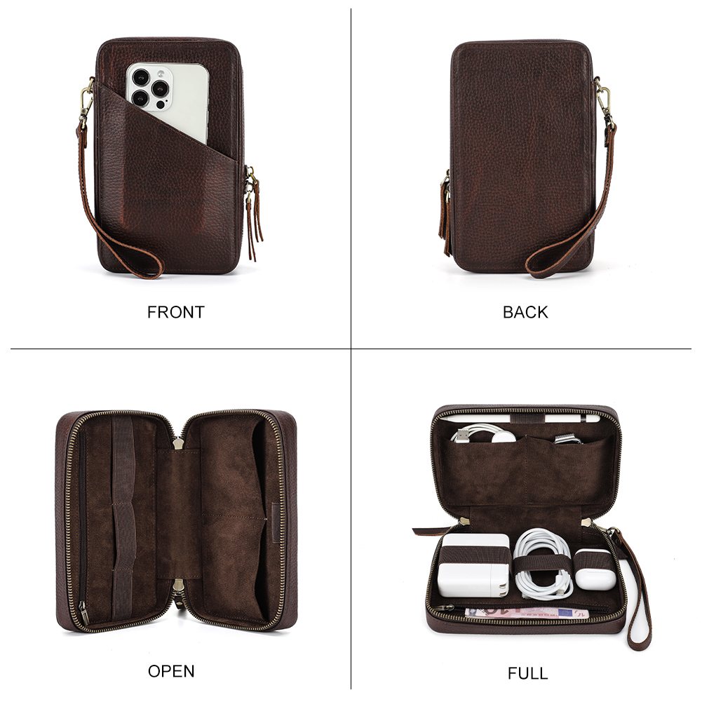 Genuine Leather Portable USB D - مراجعة Electronics Gadgets Bag وسعره
