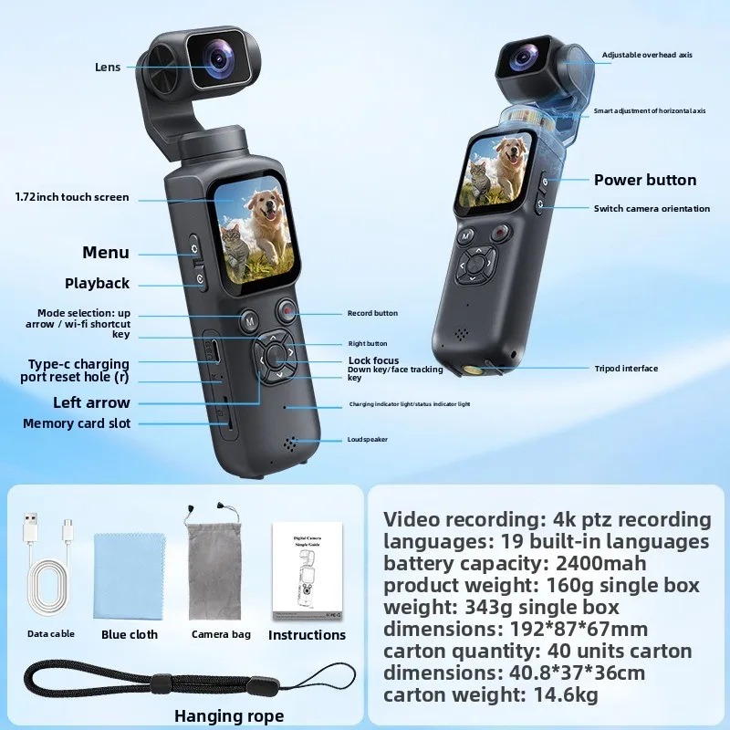 4K HJD05 Pocket 3 Camera with  - مراجعة Action Camera 4K وسعره
