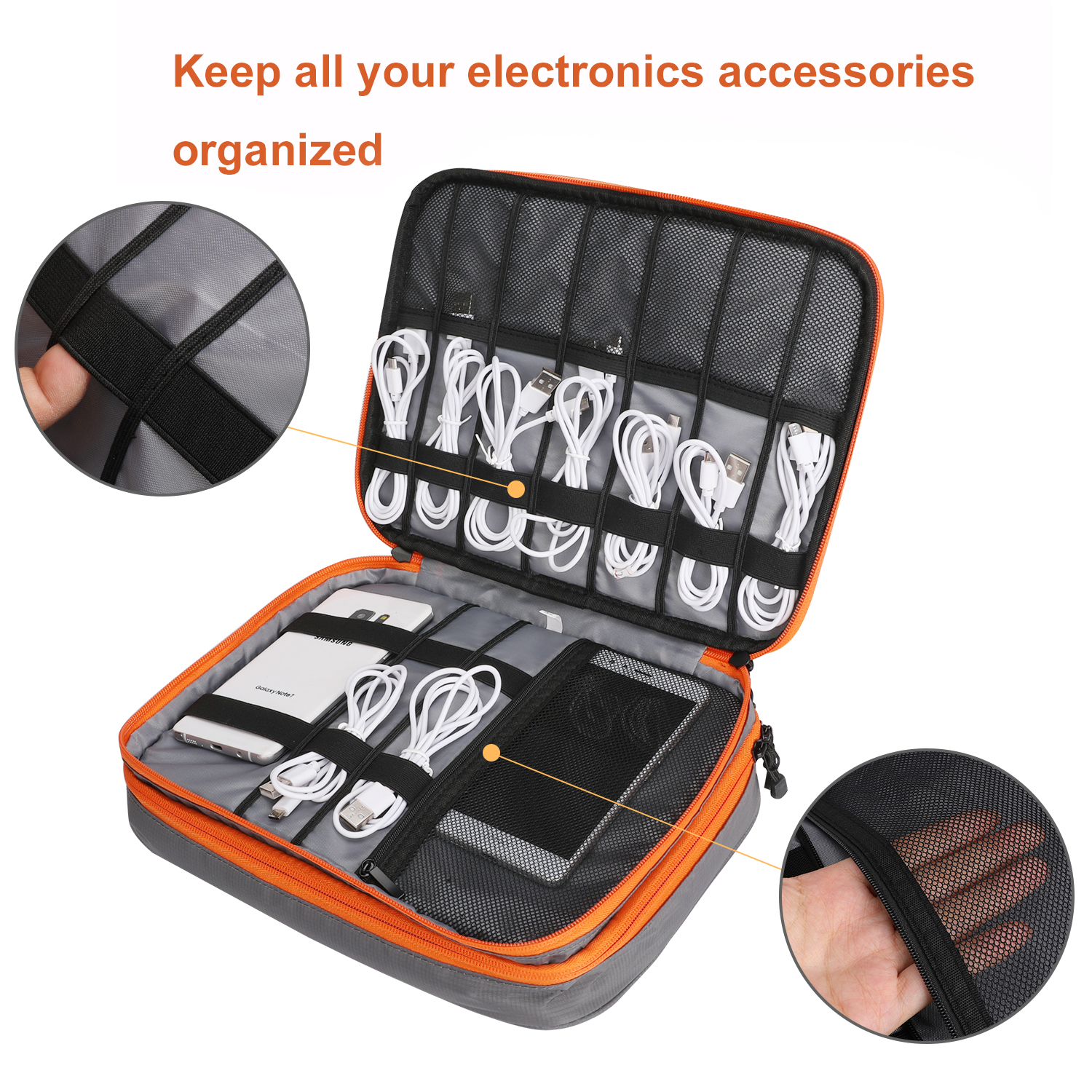 Double Layers Large Capacity T - مراجعة Electronics Gadgets Bag وسعره